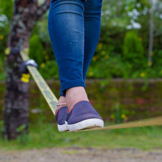 Slack-lining at Rakkh Resort Dharamshala Himachal