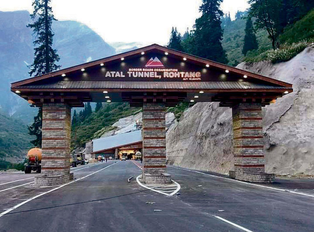 The entry gate to the Atal Tunnel, Himachal Pradesh, the largest tunnel in the world.