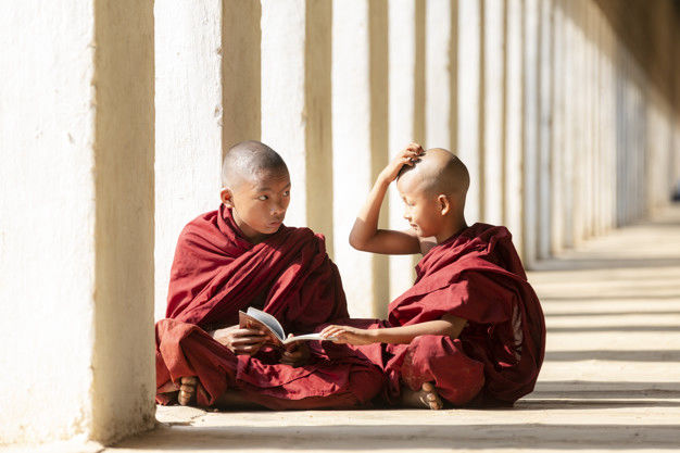 monks in a monastery near our resort in dharamshala