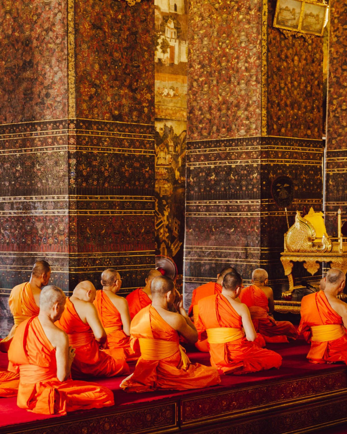 Monks praying inside a monastery near our resort in Himachal Pradesh