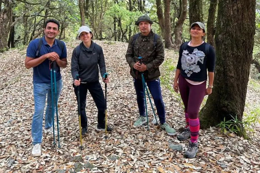 View of Colleagues on a trek near Rakkh Resorts.