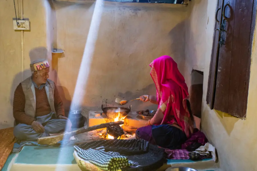 Local Himachali kitchen tradition prepared over a woodfire at Rakkh Resort
